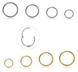 Jstyle 8Pcs 16G Surgical Steel Hinged Clicker Segment Nose Rings Hoop Helix Cartilage Daith Tragus Sleeper Earrings Body Piercing 6-12MM Improved, Stainless Steel, cubic zirconia