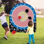 GYMAX Giant Kick Darts, Folding Kick & Throw Soccer Target Dartboard with 4 Kick Balls, Carrying Bag, Kick Darts Game Soccer Darts for Kids Adults, Outdoor, Picnic, Party (Cute Pattern)