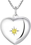 YL Heart Locket Necklace 925 Sterling Silver Personalized Photo Lockets Pendant Custom Picture Jewelry for Women, Metal, Topaz