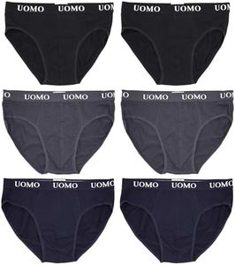 Poligono Lot de 6 slips pour homme, en coton doux, taille basse, couleurs assorties, blanc/noir/gris/bleu, Multicolore (2 noirs, 2 bleus, 2 gris), XXXXXL