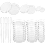 DELSEN 30 Pcs Petri Dish Set 70+55+30 mm Petri Dishes with Lids Sterile Plastic Petri Dishes Comes with 5 Plastic Transfer Pipettes for Lab,Biology,Microbiology Studies,Science Fair Project