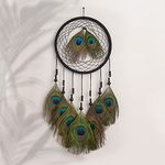 THE URBAN ARTISTIC Peacock Feather Dream Catcher for Positive Energy Decorative Showpiece Wall Hanging (18/45 cm)