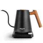 POLIVIAR Electric Gooseneck Kettle, 1350W Electric Tea Kettle Wood Pattern Handle, 34oz Pour Over Electric Kettle for Coffee & Tea, 18/8 Stainless Steel Inner, Temperature Control & Rapid Heating