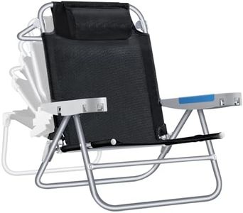 ICECO Backpacking Beach Chairs for Adults, 5 Positions Reclining Chair, Heavy Duty Folding Chairs, Portable Lay Flat Outdoor Chair with Cup Holder for Beach, Camping, Lawn, 350lb Capacity