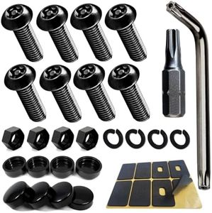 BGGTMO Black License Plate Screws- Stainless Steel Car Tag Plate Mounting Hardware, Rustproof Anti-Theft Security Mechanical Bolts Fit Front & Rear, with Matte Black Caps Covers, Nuts Fasteners
