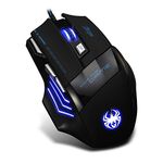 Kunova Game Gaming Mouse Mice Professional LED Optical 7200 DPI 7 Button USB Wired for Gamer Adjustable DPI Switch 5500DPI/3200DPI/2400 DPI /1600 DPI /1000 DPI for Pro Notebook PC Laptop Computer