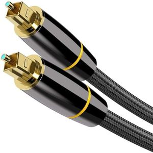 TOSLINK Cable, Optical Audio Cable (6.6 Feet/2 Meter), Digital Fiber Optic Cable for Soundbars, TV, PS4, Xbox, Home Theater, Stereo Audio System - Black