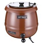 SYBO Commercial Grade Soup Kettle with Hinged Lid and Detachable Stainless Steel Insert Pot for Restaurant and Big Family, 10.5 Quarts, Brown