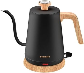 DmofwHi Bouilloire Électrique à Col de Cygne 1L, 1000W Inox Théière Électrique avec Arrêt Automatique, Chauffage Rapide, Base Pivotante à 360º, Pour Café et Thé, Noir