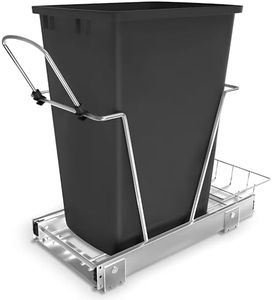 Rev-A-Shelf Pullout Trash Can for Under Kitchen Cabinets 35 Qt 12 Gallon Garbage Waste Recyling Bin with Full Extension Slides, Black, RV-12KD-18C S