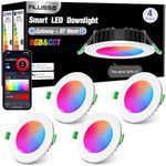 ALUSSO LIGHTING Smart LED Downlights for Ceiling RGB, WiFi Bluetooth Recessed Ceiling Light 8W Ø70-80mm Spot Lights 230V Colour Changing Spotlights, APP Control Compatible with Alexa/Google, 4 Pack