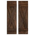 14 in. x 72 in. Coffee Brown X Board & Batten Exterior Shutters Pair