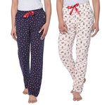 Real Basics Women's Cotton Printed Pyjama Pack of 2(RB-W-PJ-XL-P2-S1(Cherry+Break) MulticolorXL)