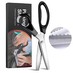 Pinking Shears, Professional Craft Scissors 9.25 Inches, Stainless Steel Circular Serrated Scissor, Heavy Duty Shears for Fabric, Paper Cutting, Sewing (Black)