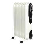 EMtronics EMOFR9WH 2000W/2KW 9 Fin Portable Electric Oil Filled Heater Radiator with Adjustable Thermostat and 3 Heat Settings for 20 sqm Room - White