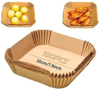 Air Fryer Disposable Paper Liner Square 7.9 Inch, 100Pcs Air Fryer Liners, Non-Stick Oil Resistant Water-Proof, Parchment for Baking Roasting Microwave