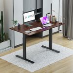 JIN OFFICE Height Adjustable Desk Manual | Sit Stand Desk with Foldable Hand Crank | 80 kg Weight Capacity (Black Frame | Brown Top | 1200 by 750 mm)