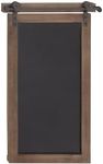 Deco 79 Wood Sign Home Wall Decor Chalkboard Wall Sculpture with Barn Door Inspired Top, Wall Art 16" x 2" x 28", Brown