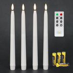 Fanna Flameless Taper Candles with Timer, Battery Operated Led Candles Real Wax Finished, Remote and Batteries Included - H 11’’ Set of 4 (White)