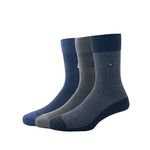 Allen Solly Men'S Cotton Full Length Socks (Pack Of 3) - Black, Dark Grey, Denim