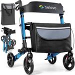 Helavo 4-Wheel Rollator Walker with Seat – Foldable, Adjustable & Lightweight Aluminum Rolling Walker for Seniors and Adults