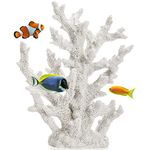 TOPZEA Artificial Coral Ornament, Resin Faux Coral Aquarium Decor White Coral Reef Decor Decorative Sea Coral Stony Coral Realistic Underwater Sea Plant for Fish Tank Decoration, Bathroom, Living Room