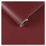 CRE8TIVE 24"x118" Thick Red Brown Wallpaper Peel and Stick Dark Red Contact Paper for Cabinets Self Adhesive Removable Solid Red Wallpaper Textured Vinyl Contact Paper for Bedroom Bathroom Shelf Liner