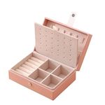 ketmart Jewellery Organiser PU Leather Magnetic Buckle Portable Storage Box Case with Dividers Container for Rings, Earrings, Necklace Home Organizer, (Color-Pink)