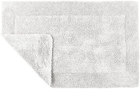 Allure Heavyweight Reversible Bath Mat, 100% Cotton, Super soft, Washable, Large Size 53cm x 85cm (White)