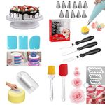 BlizzCart 12 Piece Cake Decorating Nozzle Cake Making Set Combo - Versatile Baking and Cake Decoration Kit with 360-Degree Rotating Turntable, Icing Nozzles, Scraper Set, Silicone Spatulaa (Combo 12)