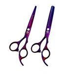 Purple Dragon 6.0 inch Professional Barber Hair Cutting Shears and Salon Thinning Scissors Set