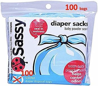 Sassy 100 Count Disposable Diaper Sacks, Powder Scented, 4-25 Sacks per Roll, Easy-to-Tie, Diaper Disposal or Pet Waste Bags