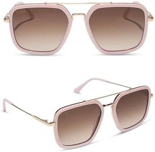 DIFF Jordan Designer Oversized Navigator Sunglasses for Women | UV400 Protection | Powder Pink + Gold + Brown