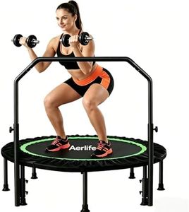 Aerlife 48" Foldable Mini Trampoline Rebounder, Fitness Trampoline with Adjustable Foam Handle–Thick Steel Spring Exercise Rebounder Trampoline for Adults Indoor Outdoor Workouts Max Load 300KG(Green)
