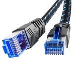 Ercielook CAT8 Ethernet Cable 1m - High Speed Shielded Flat Internet Cable, Braided Weatherproof S/FTP UV Resistant for Router/Gaming/Modem