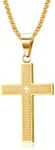 MERTTURM Cross Necklace for Men, Jewelry Stainless Steel, Cross Pendant with 60cm Chain, Color Black Silver Gold, Fadeproof and Sweatproof