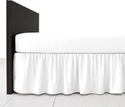 British Home Bedding - Plain Polycotton Extra Deep Frilled Bed Base Valance Sheet (White, Single)