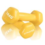 Strauss Premium Vinyl Dumbbells Weight for Men & Women | 1.5 Kg (Each) | 3 Kg (Pair) | Ideal for Home Workout, Yoga, Pilates, Gym Exercises | Non-Slip, Easy to Hold, Scratch Resistant (Yellow)