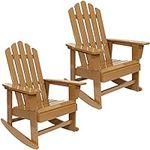 Sunnydaze Natural Fir Wood Outdoor Adirondack Rocking Chair with Cedar Finish - 250-Pound Capacity - Set of 2