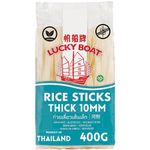 Lucky Boat Rice Noodle 400G | Thick Rice Noodle 10mm | Pad Thai | Gluten Free Noodles | Thai Ingredients | Chinese Ingredients | Asian Ingredients | Noodles | Stir Fry