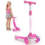 BELEEV A8 Scooter for Kids Ages 3-12, 3 Wheel Folding Scooter for Toddlers Girls & Boys with LED Light Up Wheels, 4 Adjustable Height, Extra Wide Deck, Lightweight Kick Scooter for Children