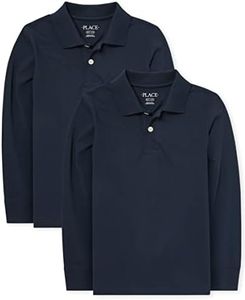 The Children's Place Boys Uniform Long Sleeve Pique Polo 2-Pack, Nautico, S (5/6)