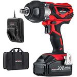 NoCry 20V Cordless Impact Wrench - 300 ft-lb (400 Nm) Torque, 2700 Max IPM, 2200 RPM, 1/2 Inch Anvil; 4.0 Ah Battery, Fast Charger, Belt Clip & Carrying Case Included