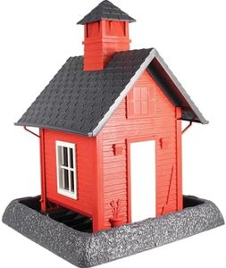 North States Village Collection School House Birdfeeder: Easy Fill and Clean. Squirrel Proof Hanging Cable included, or Pole Mount (pole sold separately). Large, 5 pound Seed Capacity (9.5 x 10.25 x 13.25, Red)