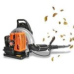 Petrol Backpack Leaf Blower - Professional 63cc 6800rpm Gas Powered 2-Stroke Engine 665cfm Air Volume 1.7l Fuel Tank Powerful Wind Force Ergonomic Design Snow for Lawn Care Road Cleaning Orange