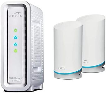 ARRIS Surfboard | SB8200 DOCSIS 3.1 Modem (1 Gbps Max Speeds) & W121 AX6600 WiFi 6 Mesh Tri-Band Router System Bundle (Coverage up to 5,500 sqft) | 2 Year Warranty | Mesh with Your Cable Internet