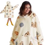 Bedsure Wearable Blanket Hoodie, Cat Blanket Hoodies for Women Sherpa Hoodie as Gifts for Her Mom Girlfriend, Hooded Blanket - Light Beige Cat