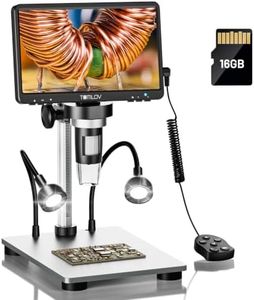 TOMLOV DM9 7" Digital Microscope: 1080P 1200X Coin Microscope Magnifier, 12MP Ultra-Precise Focusing LCD Soldering Microscopes for Adults, PC View, 32GB