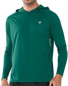 NORTHYARD Men's UPF 50+ Hoodie Shirts Long Sleeve Sun Protection Fishing Swim Beach UV SPF Rash Guard Quick Dry Lightweight Evergreen 4XL
