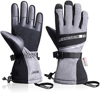 KINGSBOM Waterproof Ski and Snow Gloves, 3M Thinsulate Winter Warm Touchscreen Snowboard Gloves for Men & Women - Grey (XXL)